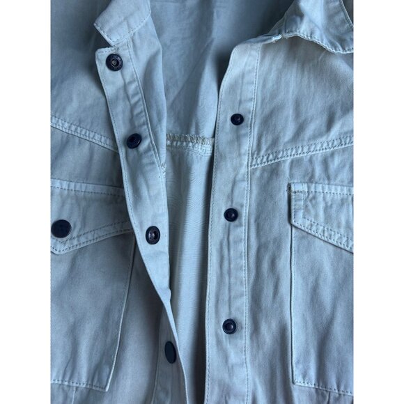 Miou Muse Utility Style Beige Cotton Romper With Button Front Pockets Medium - Picture 13 of 14